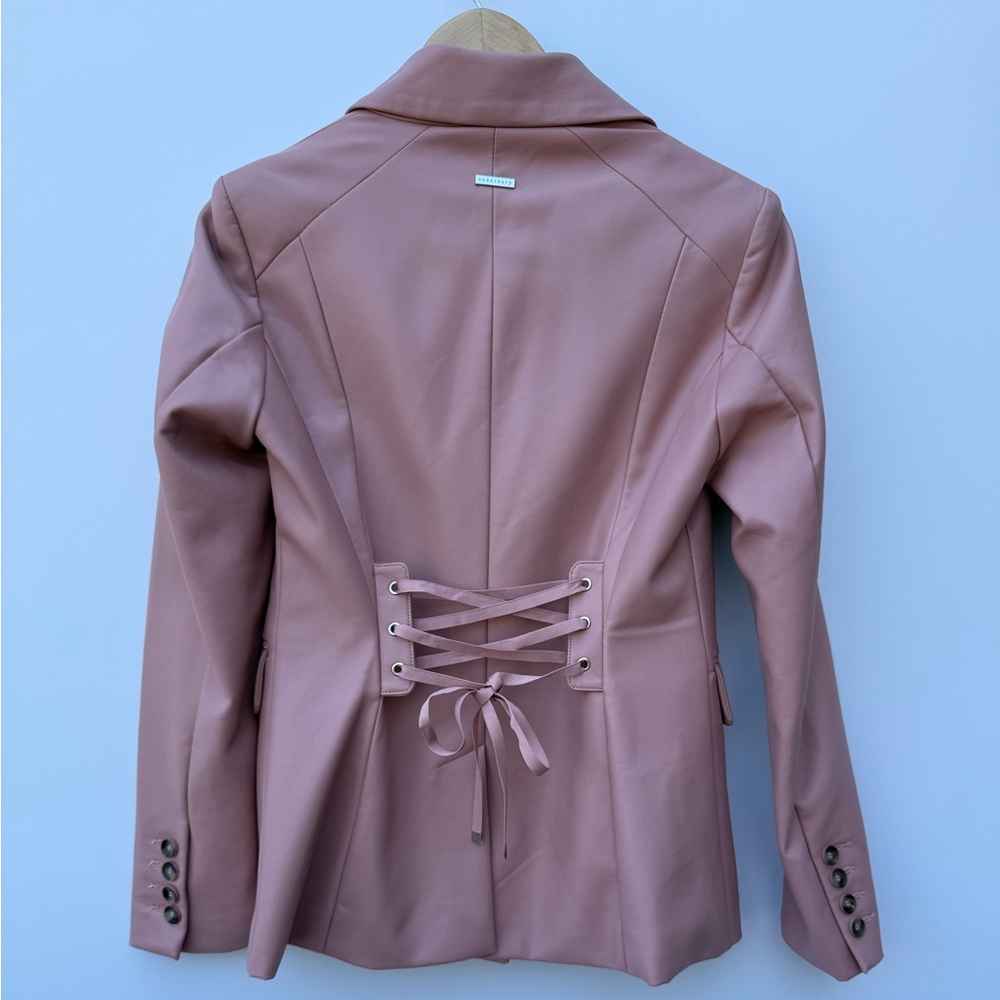 Sanctuary Faux Leather Blazer Jacket Corset Back Tie Pink Women’s XS - Picture 4 of 16